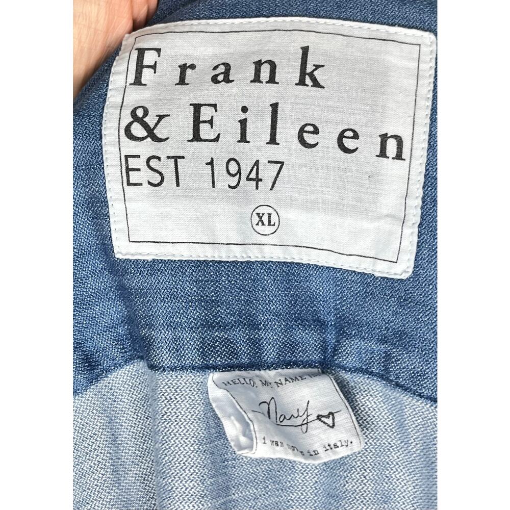 FRANK & EILEEN Sz XL Denim Mary Shirt Dress Stonewashed Vintage Tattered - Picture 3 of 9